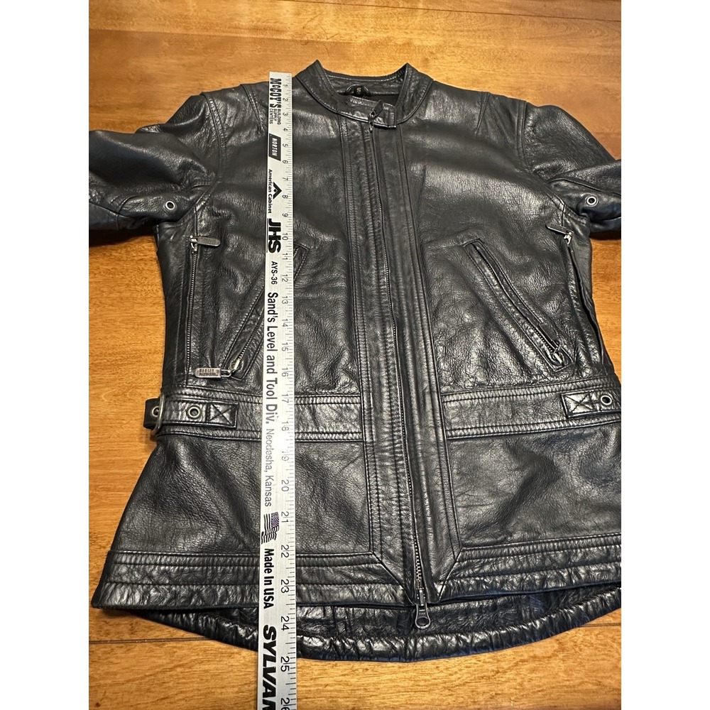 Harley Davidson Genuine Leather Jacket Black Riding Gear Vented Logo Women's Sml - Picture 14 of 15